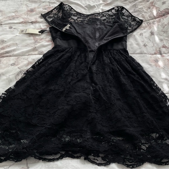 NWT BB Dakota black lace fit & flare lined mini dress, size 2 party boho wedding - Picture 7 of 14